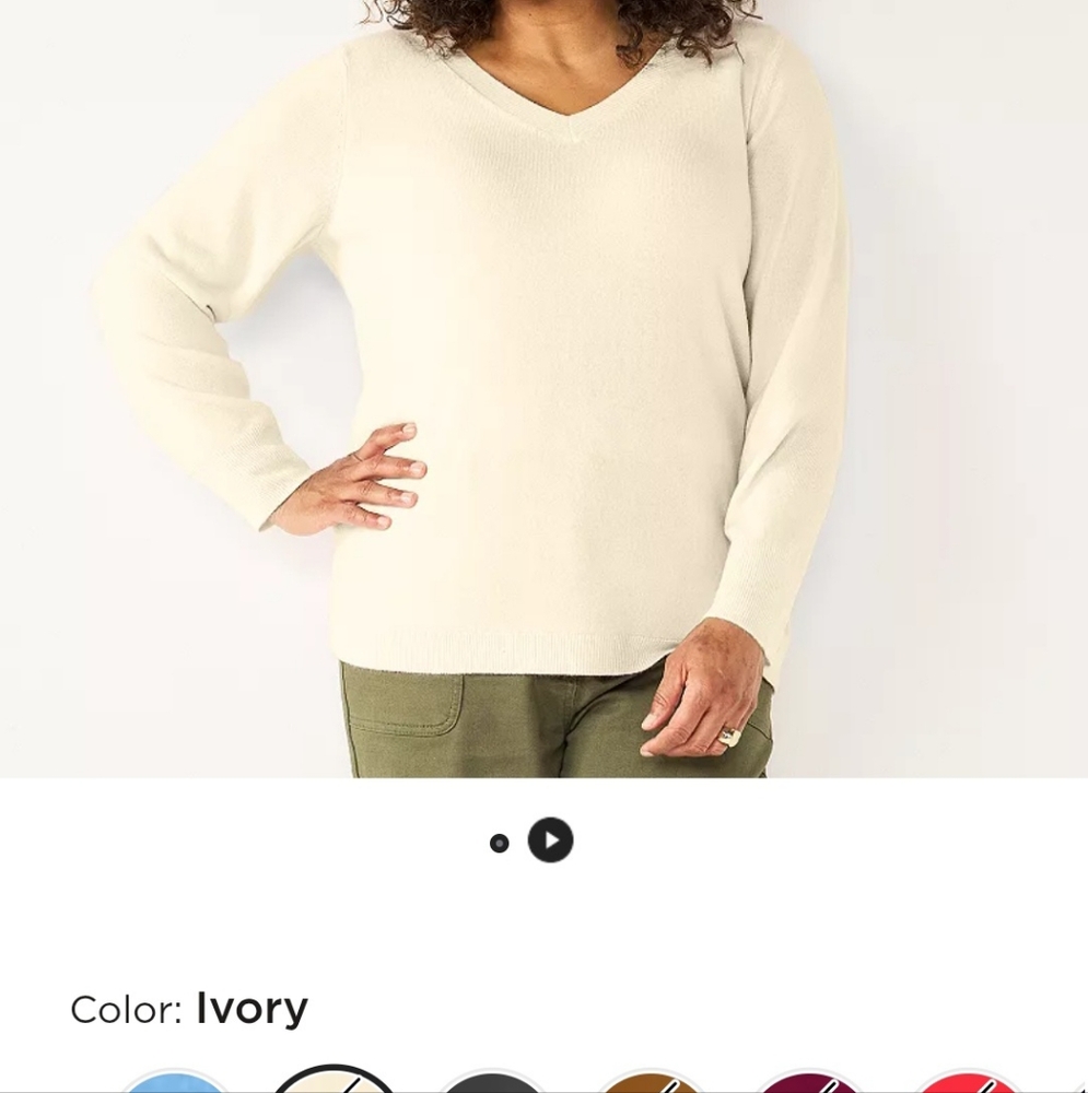 Croft & Barrow brand new. Plus size 3X Extra soft Women's Ivory V-Neck Sweater